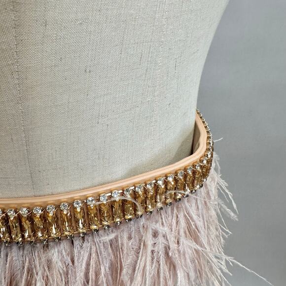 BCBGMAXAZRIA Ostrich-Feather Statement Belt One Size Bare Pink Adjustable NWT - Picture 7 of 16